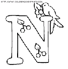 coloriage lettre oiseaux lettre n