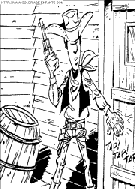 coloriage lucky luke devant la porte