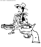 coloriage lucky luke sur un pistolet