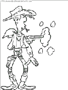 coloriage lucky luke tirant dans le dos