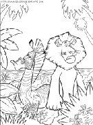 coloriage madagascar lion zebre perdus