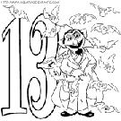 coloriage nombres rue sesame chiffre13
