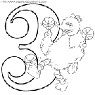 coloriage nombres rue sesame chiffre3