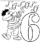 coloriage nombres rue sesame chiffre6