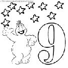 coloriage nombres rue sesame chiffre9