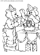 coloriage ours preparant un anniversaire