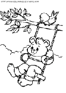 coloriage ours sur une balancoire