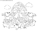 coloriage paques des lapins decorent un oeuf