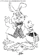 coloriage paques un lapin avec son panier