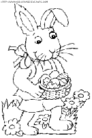 coloriage paques un lapin cherche des oeufs