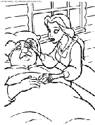 coloriage princesse belle soigne son pere