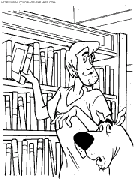 coloriage scoobydoo et son ami samy dans la bibliotheque