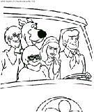 coloriage scoobydoo tous les amis en voiture