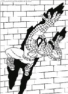 coloriage spiderman sur un mur