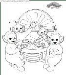 coloriage teletubbies commencent leur repas