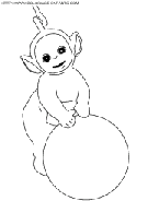 coloriage teletubbies lala joue au ballon