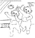 coloriage teletubbies tinky winky et lala dansent