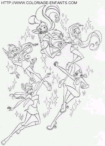 coloriage winx les fees reunies