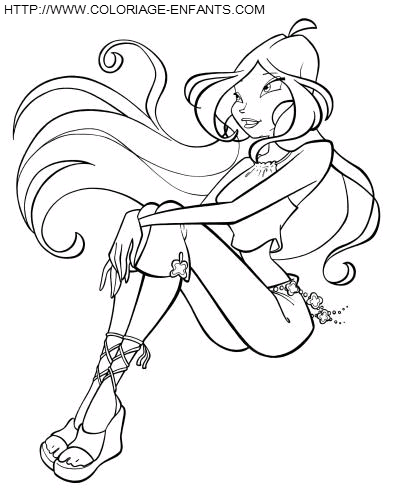 coloriage winx stella reflechissant